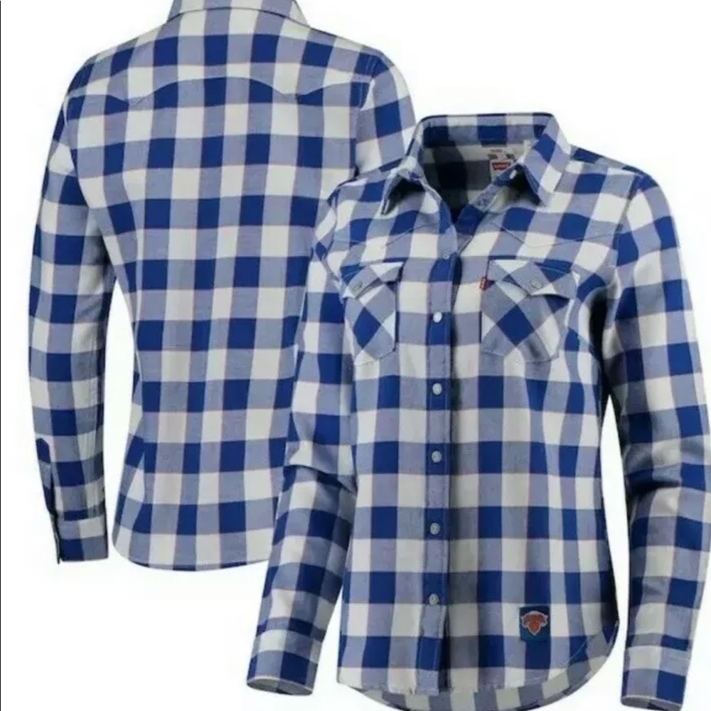 Levis x NBA NY knicks plaid flannel western shirt